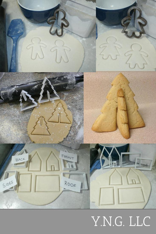 3D Gingerbread Village Christmas Set Of 4 Cookie Cutters USA PR1116