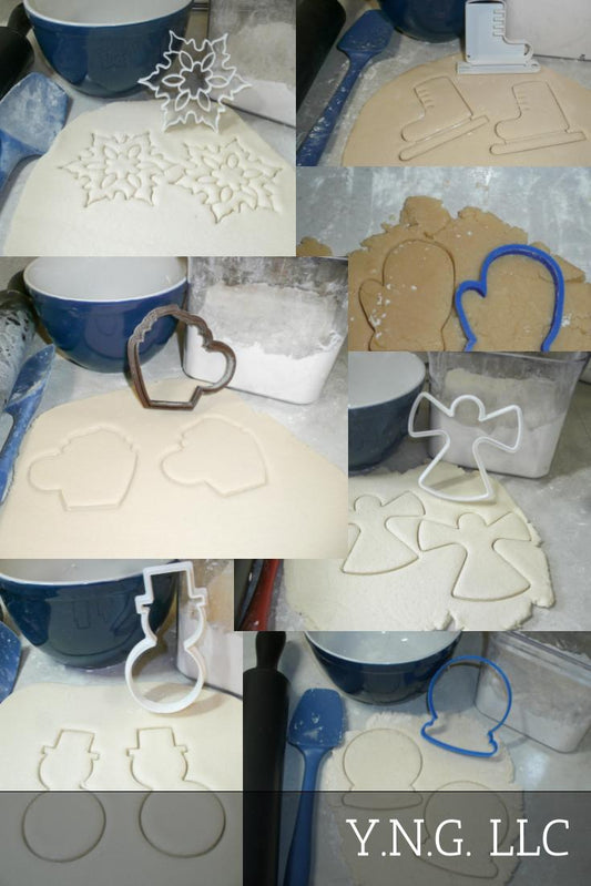 Winter Snow Globe Snowflake Angel Skate Cocoa Set Of 7 Cookie Cutters USA PR1115