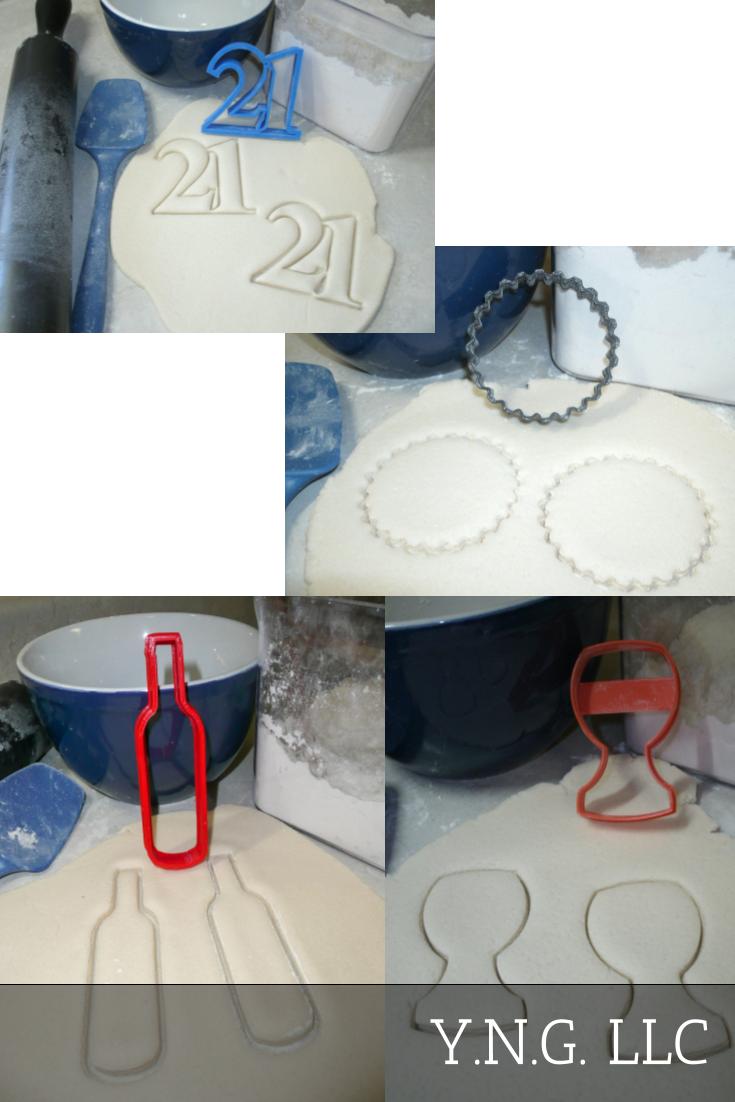 21st Birthday Number 21 Wine Glass Bottle Cap Set of 4 Cookie Cutters USA PR1037