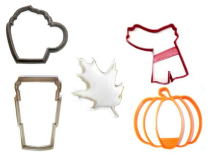 Pumpkin Spice Fall Season Coffee Travel Mug Set of 5 Cookie Cutters USA PR1246