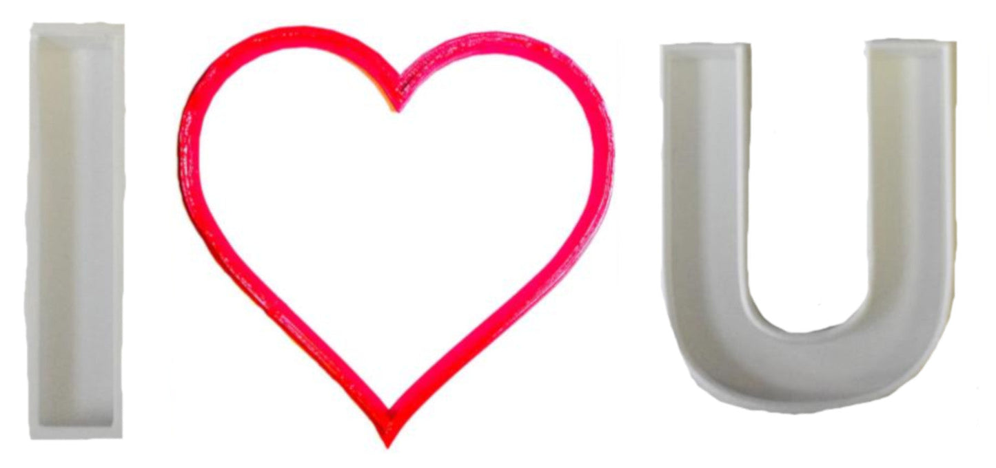 I Heart U Love You Valentines Day Set Of 3 Cookie Cutters USA PR1185