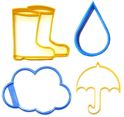 Rainy Day Showers Rain Boot Umbrella Cloud Set Of 4 Cookie Cutters USA PR1165