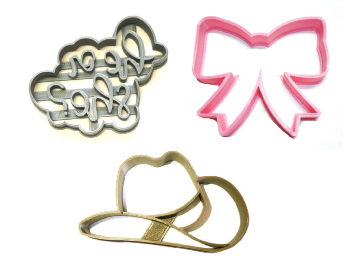 Cowboy Or Cowgirl Gender Reveal Baby Shower Set Of 3 Cookie Cutters USA PR1202