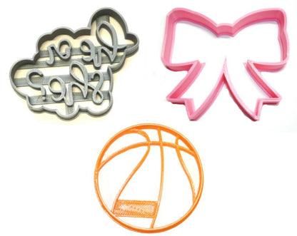 Basketballs Or Bows Gender Reveal Baby Shower Set of 3 Cookie Cutters USA PR1197