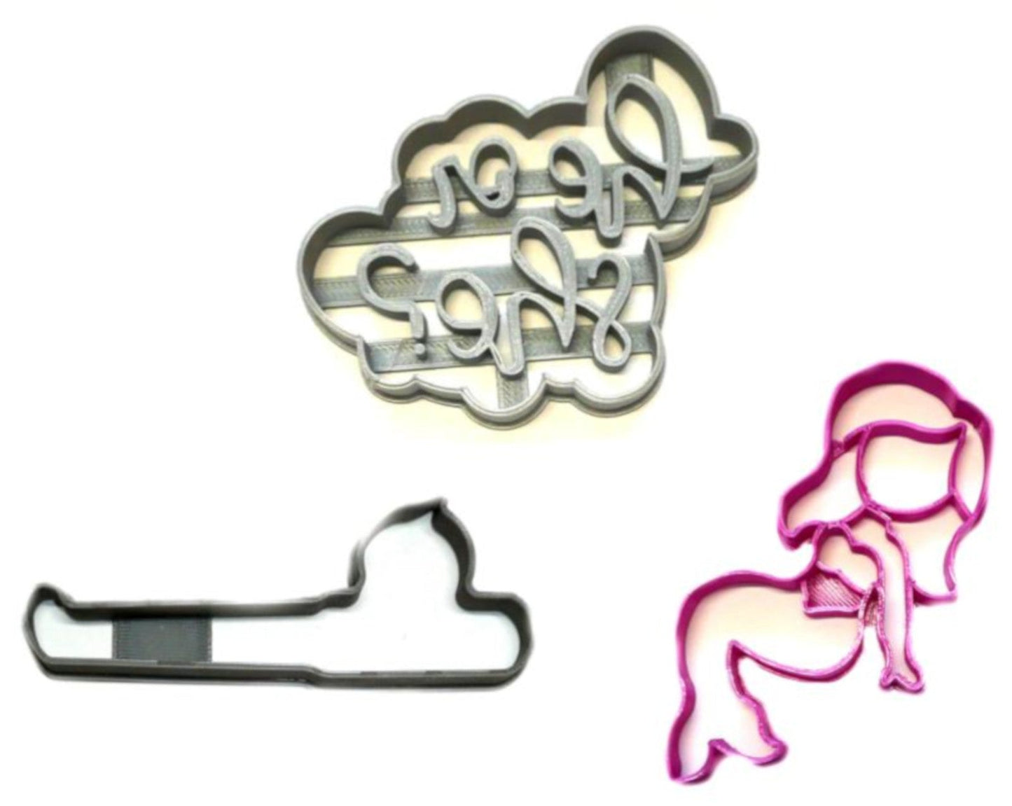 Fisherman Or Mermaid Gender Reveal Shower Set Of 3 Cookie Cutters USA PR1261