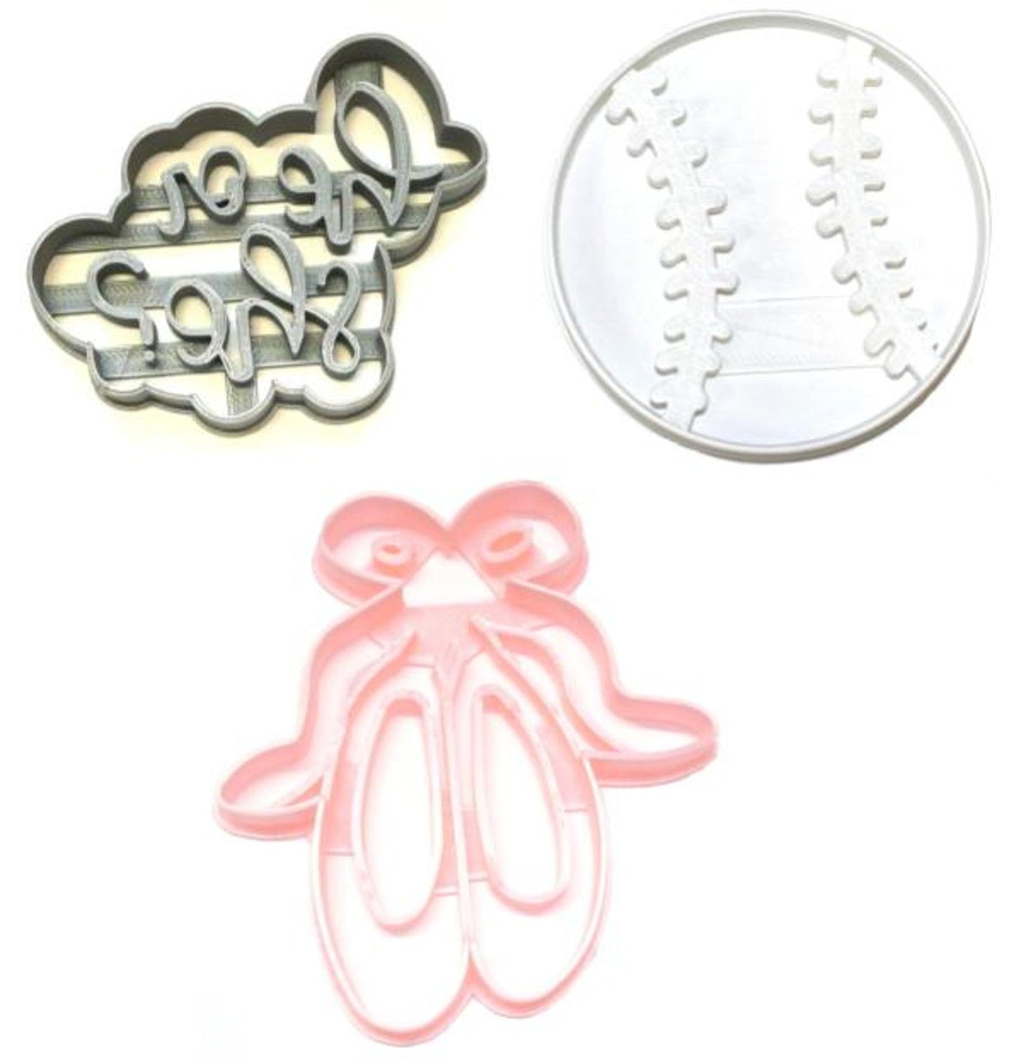 Baseball Or Ballet Slippers Gender Reveal Set of 3 Cookie Cutters USA PR1228