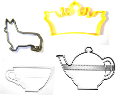 Queen Elizabeth England UK Tea Party British Set Of 4 Cookie Cutters USA PR1058