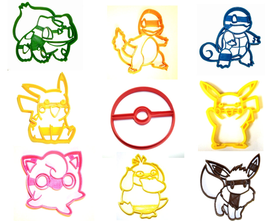 Pokemon Master Kit Pikachu Pokeball Set Of 9 Cookie Cutters USA PR1099