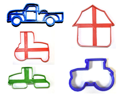 Farm Equipment Barn Tractors Pickup Truck Set of 5 Cookie Cutters USA PR1034