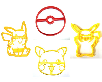 Pikachu Pokemon Kit With Pokeball Set Of 4 Cookie Cutters USA PR1100