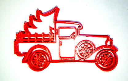 6x Vintage Pickup Truck Fondant Cutter Cupcake Topper 1.75" USA FD2237