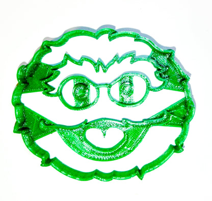 6x Oscar Grouch Face Fondant Cutter Cupcake Topper 1.75" USA FD2247