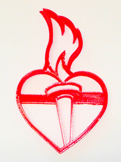 6x Heart With Flaming Torch Fondant Cutter Cupcake Topper 1.75 IN USA FD3032