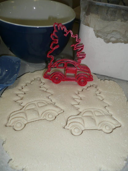 Beetle Car With Christmas Tree Holiday Vintage Cookie Cutter Made In USA PR2253