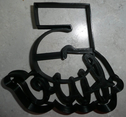 Number Five 5 With Word Birthday Anniversary Cookie Cutter USA PR2406