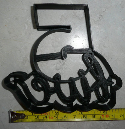 Number Five 5 With Word Birthday Anniversary Cookie Cutter USA PR2406