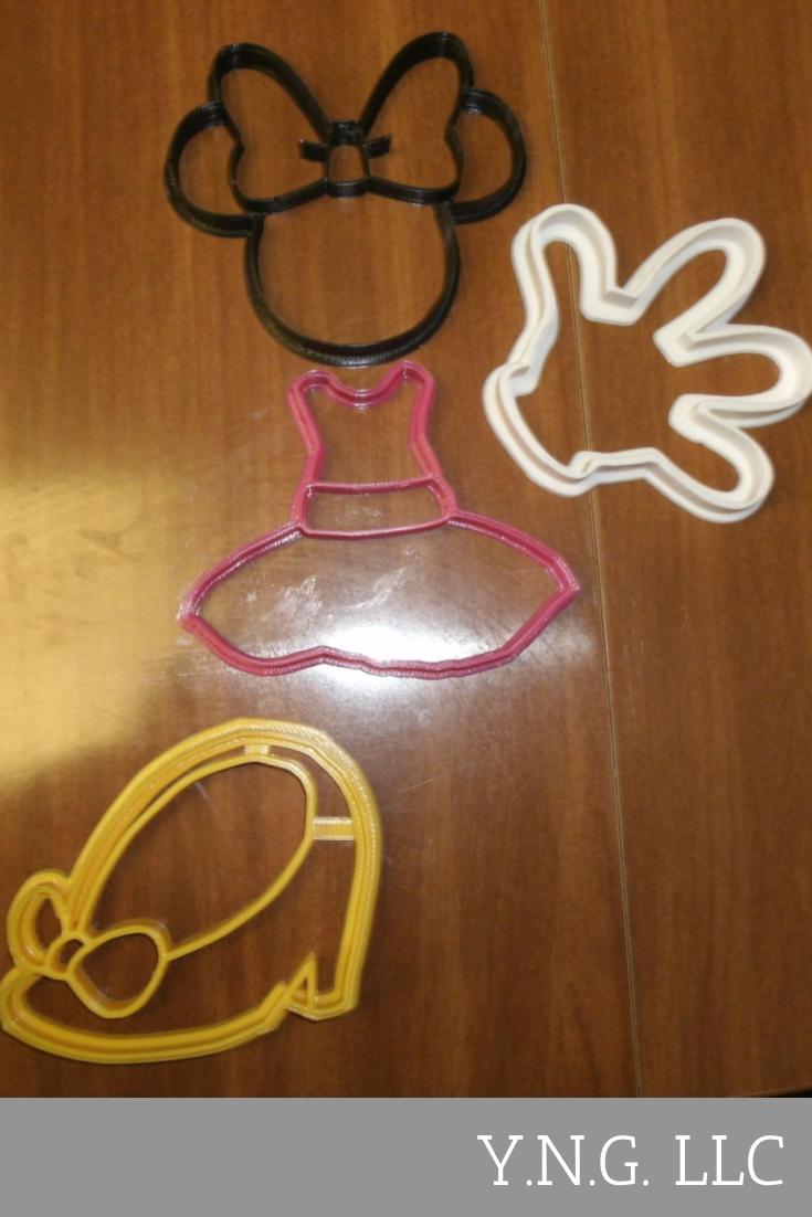 Minnie Mouse Cartoon Character Set of 4 Cookie Cutters Made In USA PR533