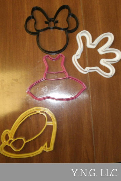 Minnie Mouse Cartoon Character Set of 4 Cookie Cutters Made In USA PR533