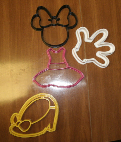 Minnie Mouse Cartoon Character Set of 4 Cookie Cutters Made In USA PR533