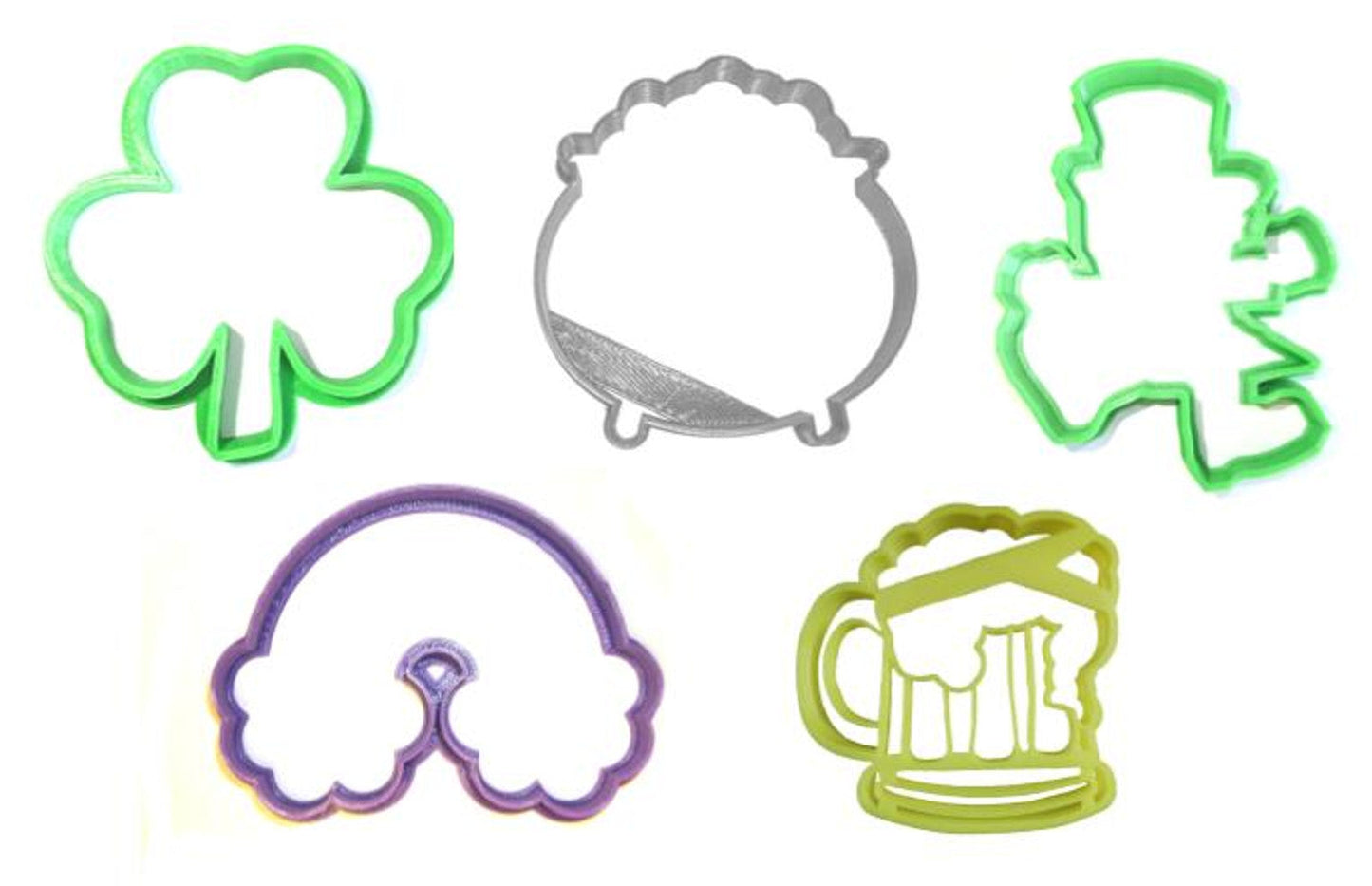 Saint Patricks Day Shamrock Leprechaun Set Of 5 Cookie Cutters USA PR1161