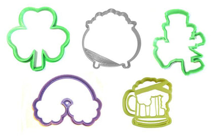 Saint Patricks Day Shamrock Leprechaun Set Of 5 Cookie Cutters USA PR1161